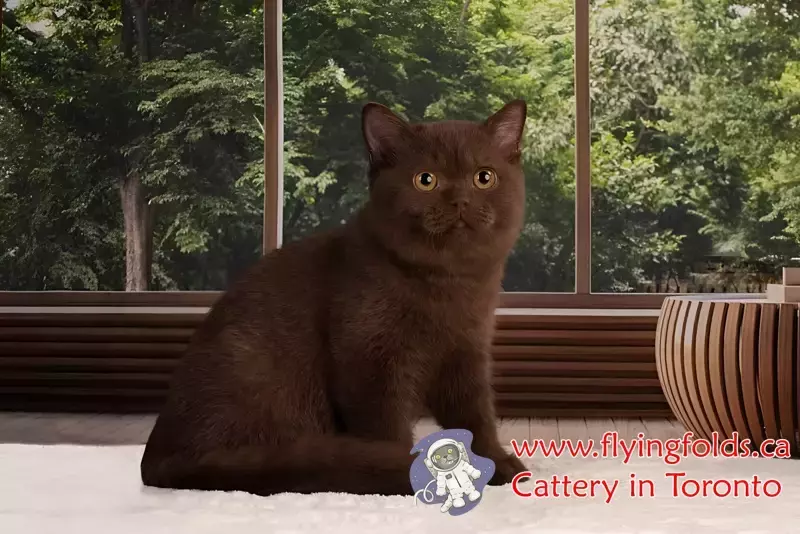 Caroline, British Shorthair Kitten Cinnamon, Toronto. FlyingFolds Cattery