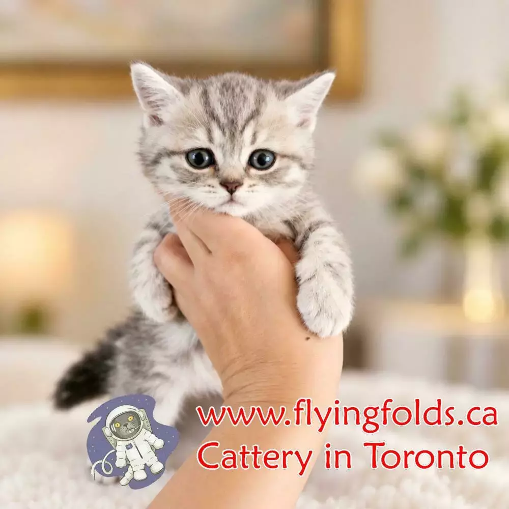 Snow Bars, British Shorthair Kitten Silver Blue tortie, Toronto. FlyingFolds Cattery